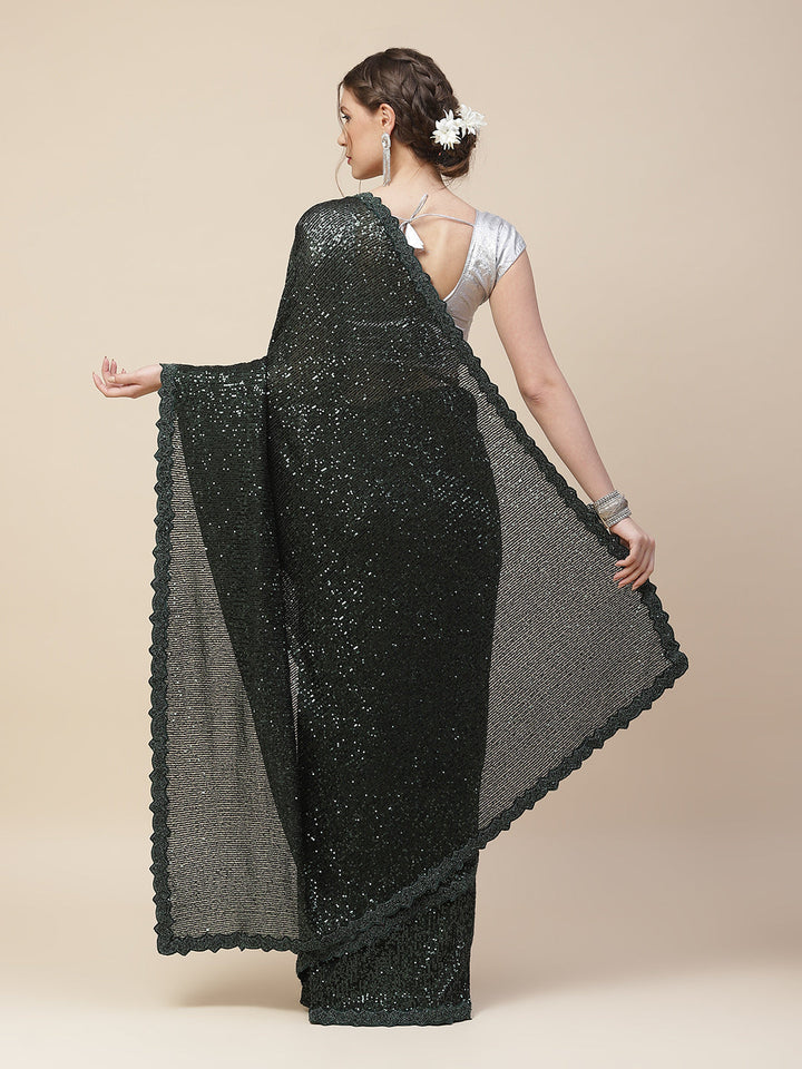 Embroidered Net Sequin Saree
