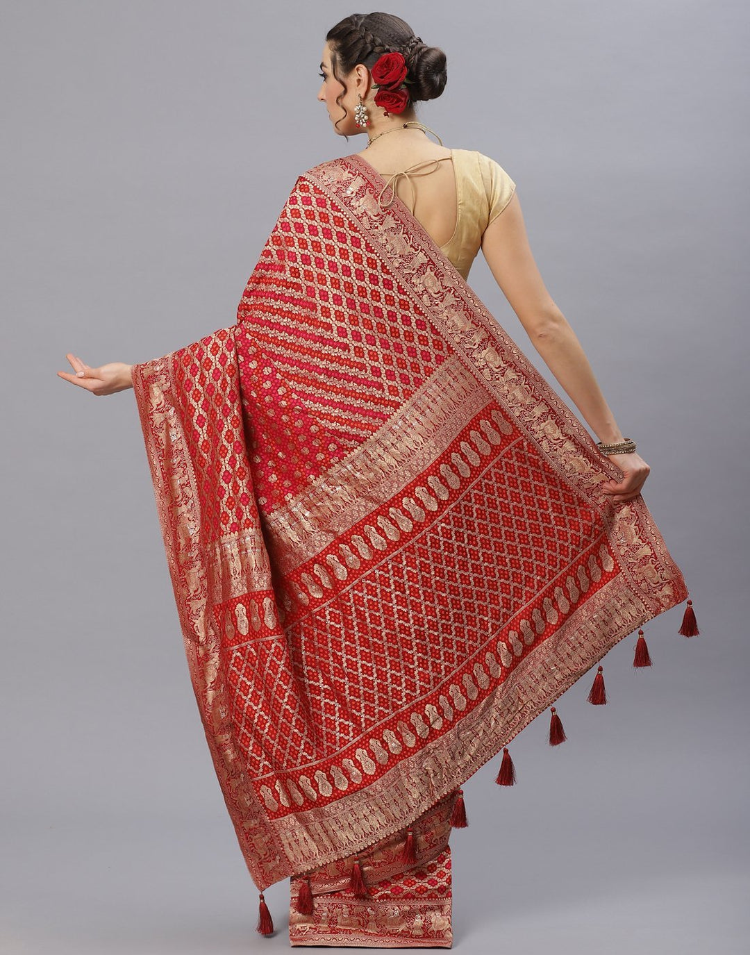 Banarasi Art Handloom Maroon Saree