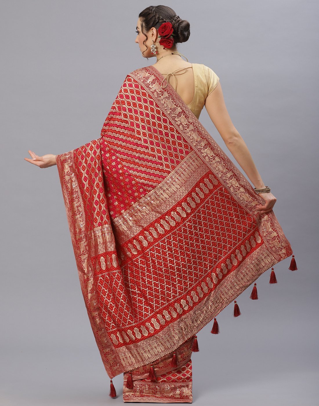 Banarasi Art Handloom Maroon Saree