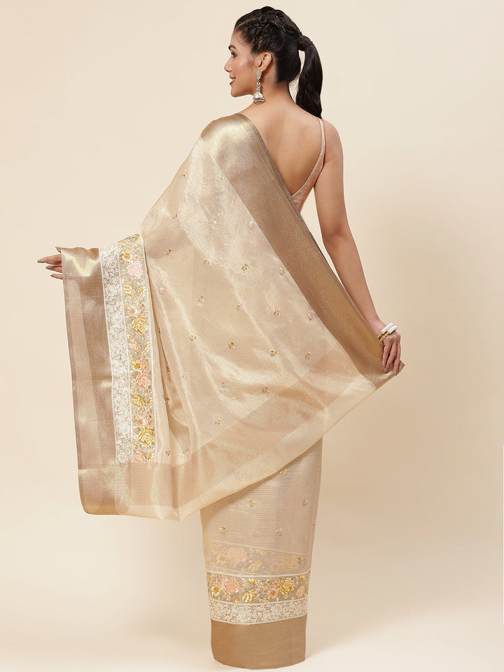 Resham Booti Embroidered Cotton Saree