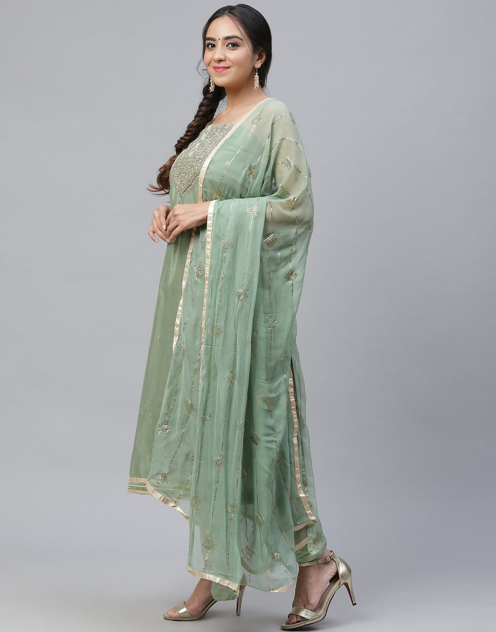 Chanderi Embroidered Suit Piece