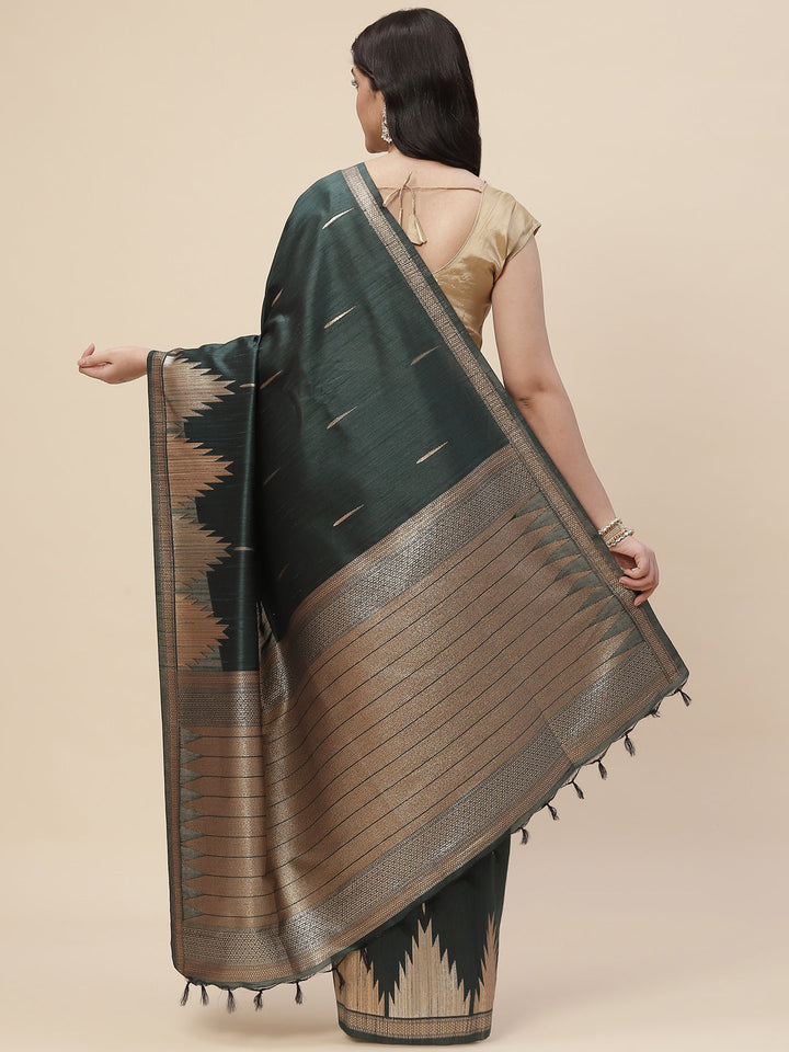 Zari Border Booti Tussar Woven Saree