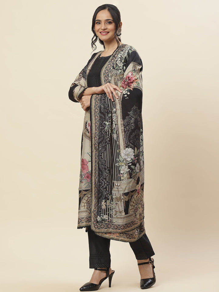 Printed Muslin Kurta With Pants &amp; Dupatta