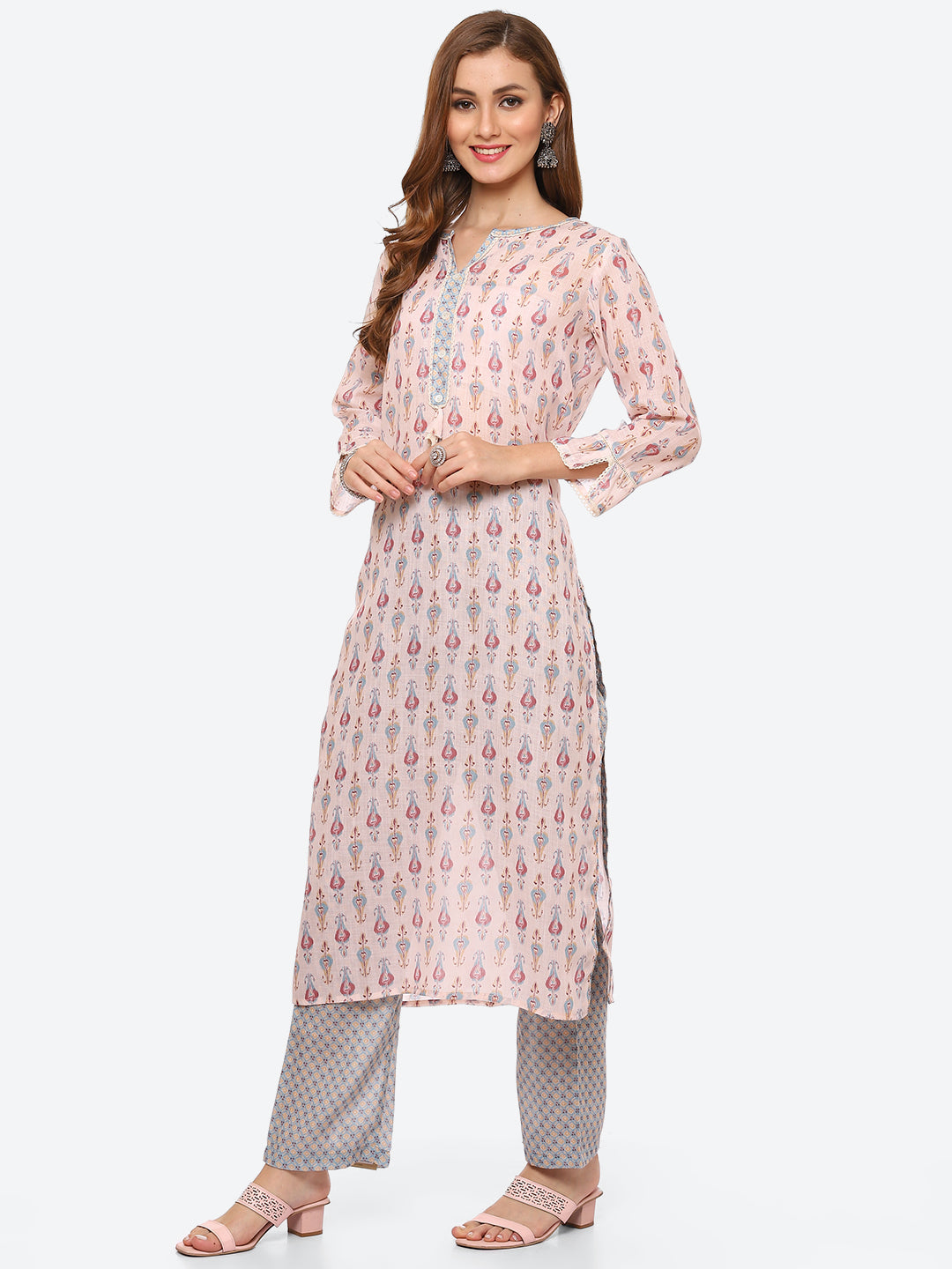 Floral Printed Cotton Kurta With Pant