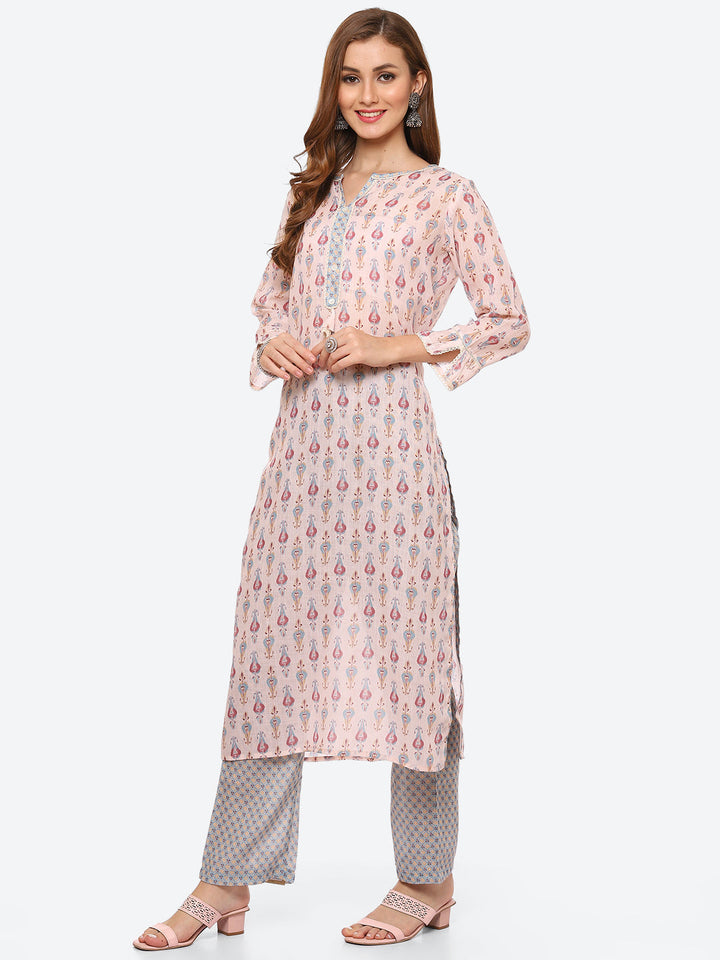 Floral Printed Cotton Kurta With Pant