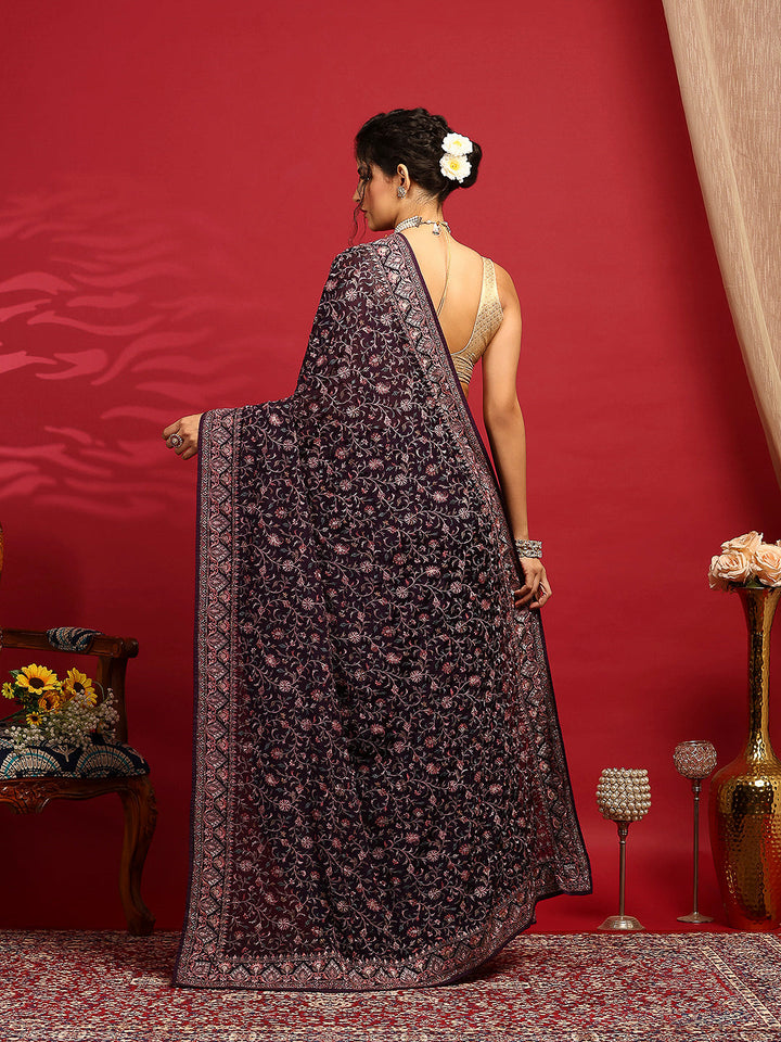 Embroidered Georgette Saree