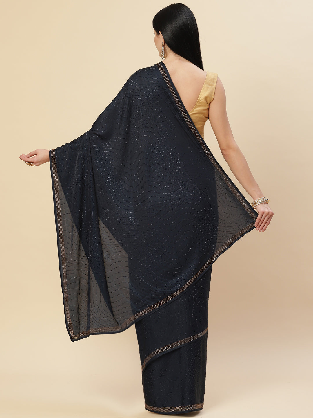 Stone Embroidered Satin Saree