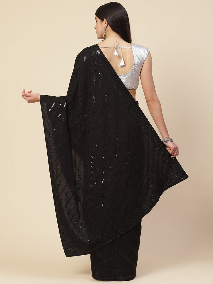 Sequin Embroidered Crepe Saree