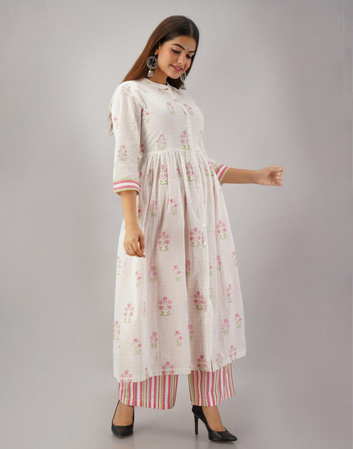 Printed Cotton Anarkali Kurti With Pant