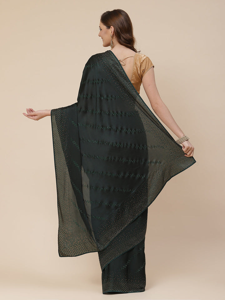 Stone Work Handloom Pure Satin Embroidered Saree