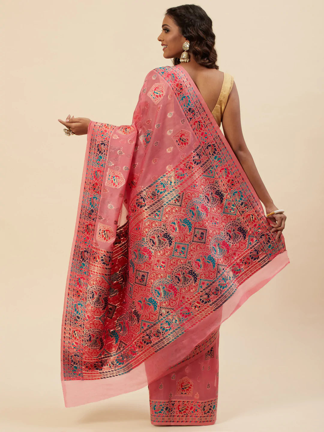 Zari Border Booti Handloom Woven Saree