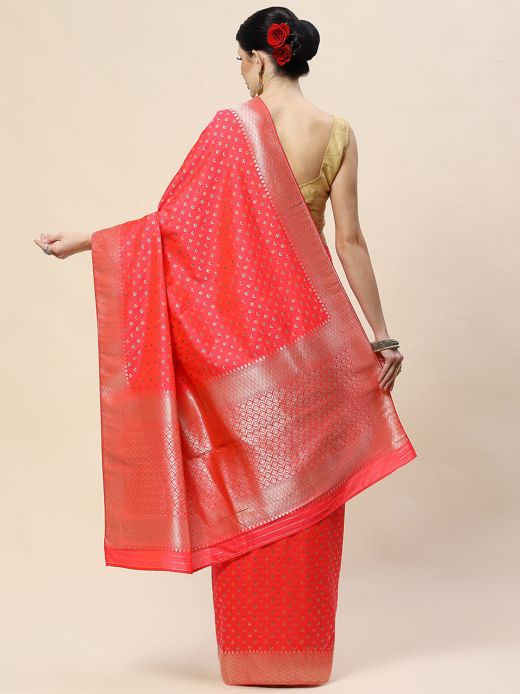 Zari Booti Woven Art Silk Banarsi Saree