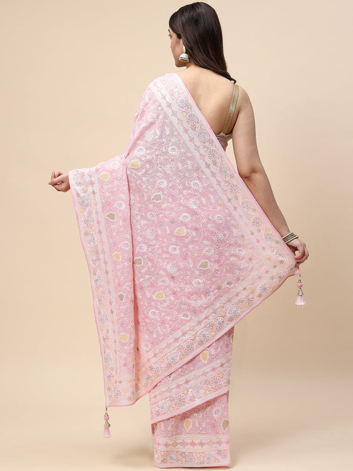 Resham Jaal Embroidered Georgette Saree