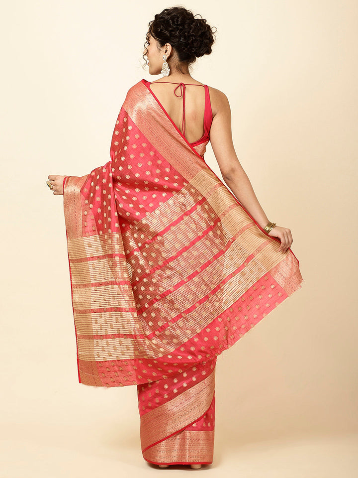 Zari Border Booti Woven Handloom Saree