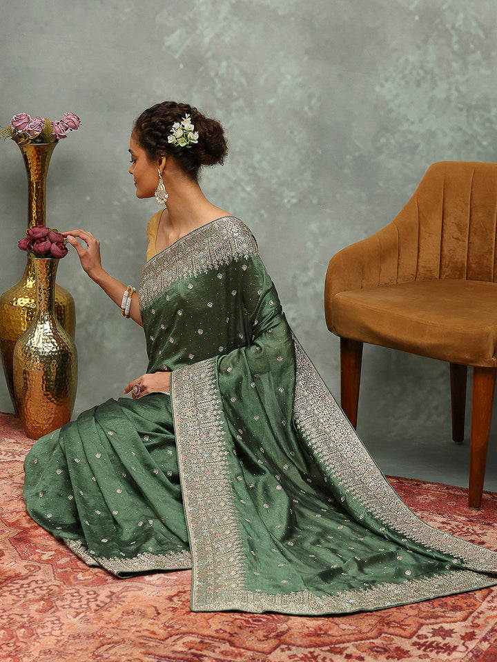 Zari Embroidered Tussar Saree