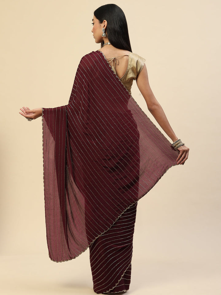 Cutdana Embroidered Crepe Saree