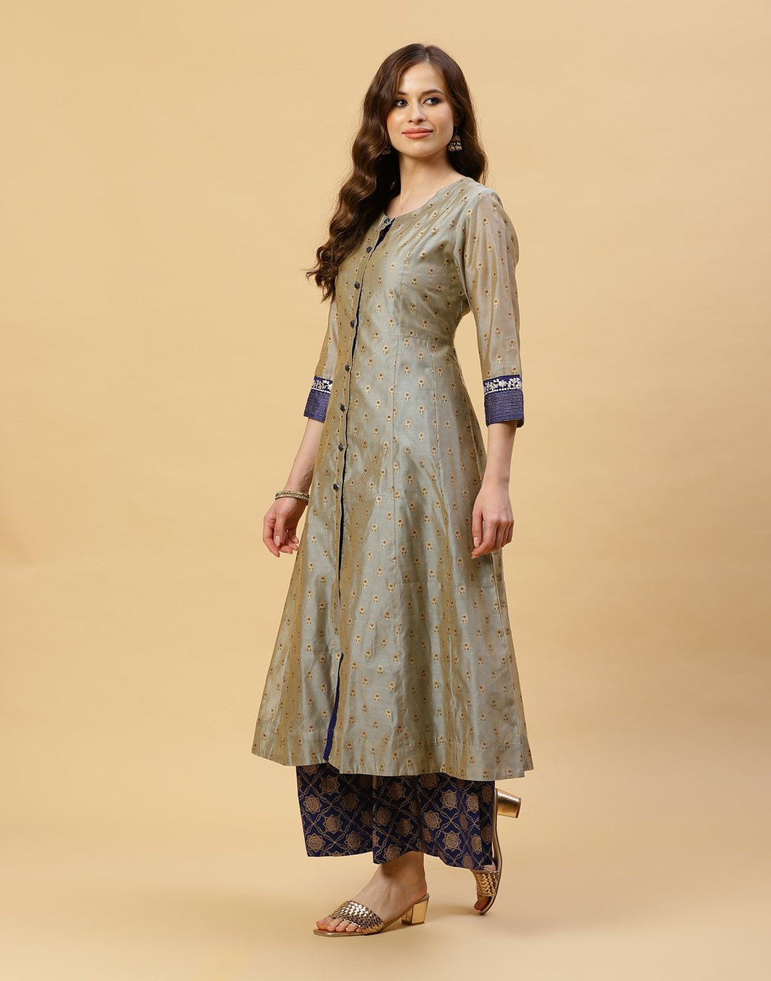Printed Chanderi Kurti With Printed Palazzo