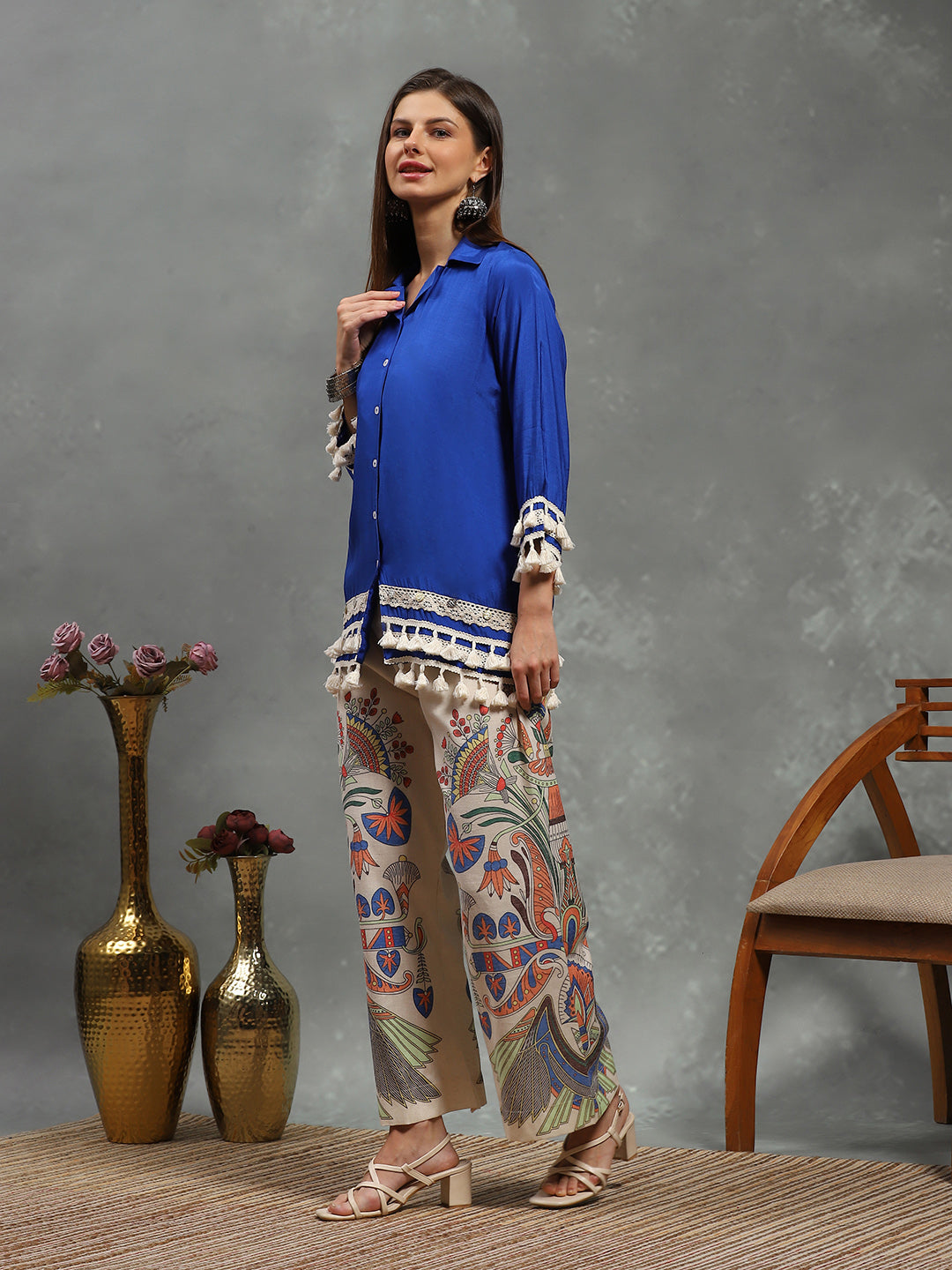 Printed Muslin Kurta With pants