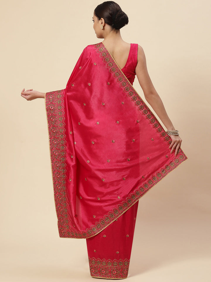 Resham Booti Embroidered Crepe Saree