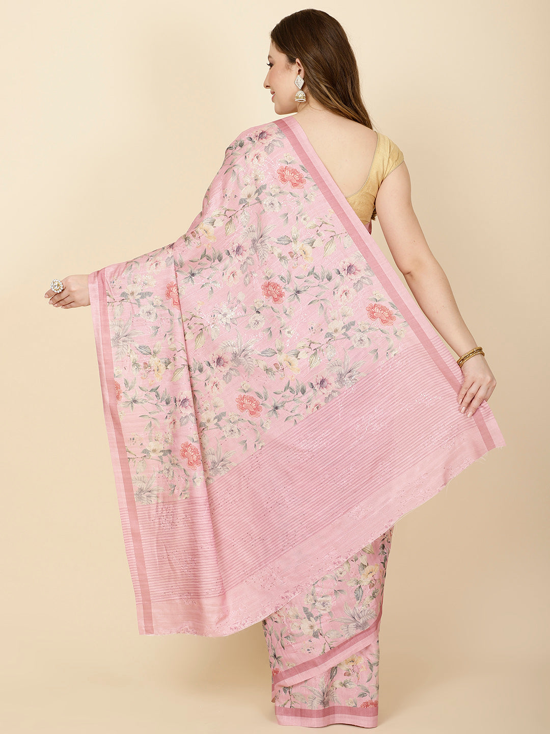 Digital Floral Printed Tussar Saree