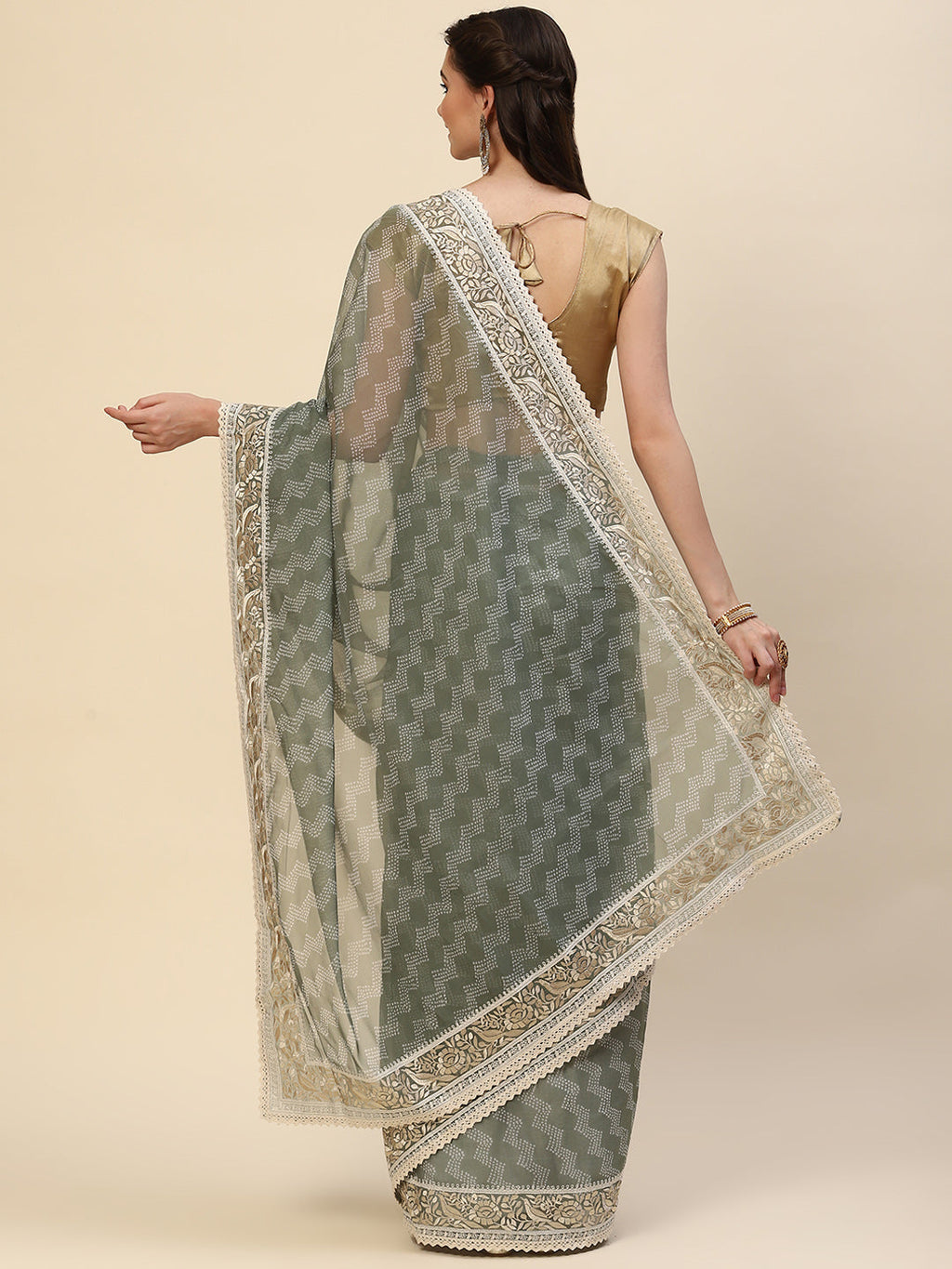 Bandhani Printed Organza Saree