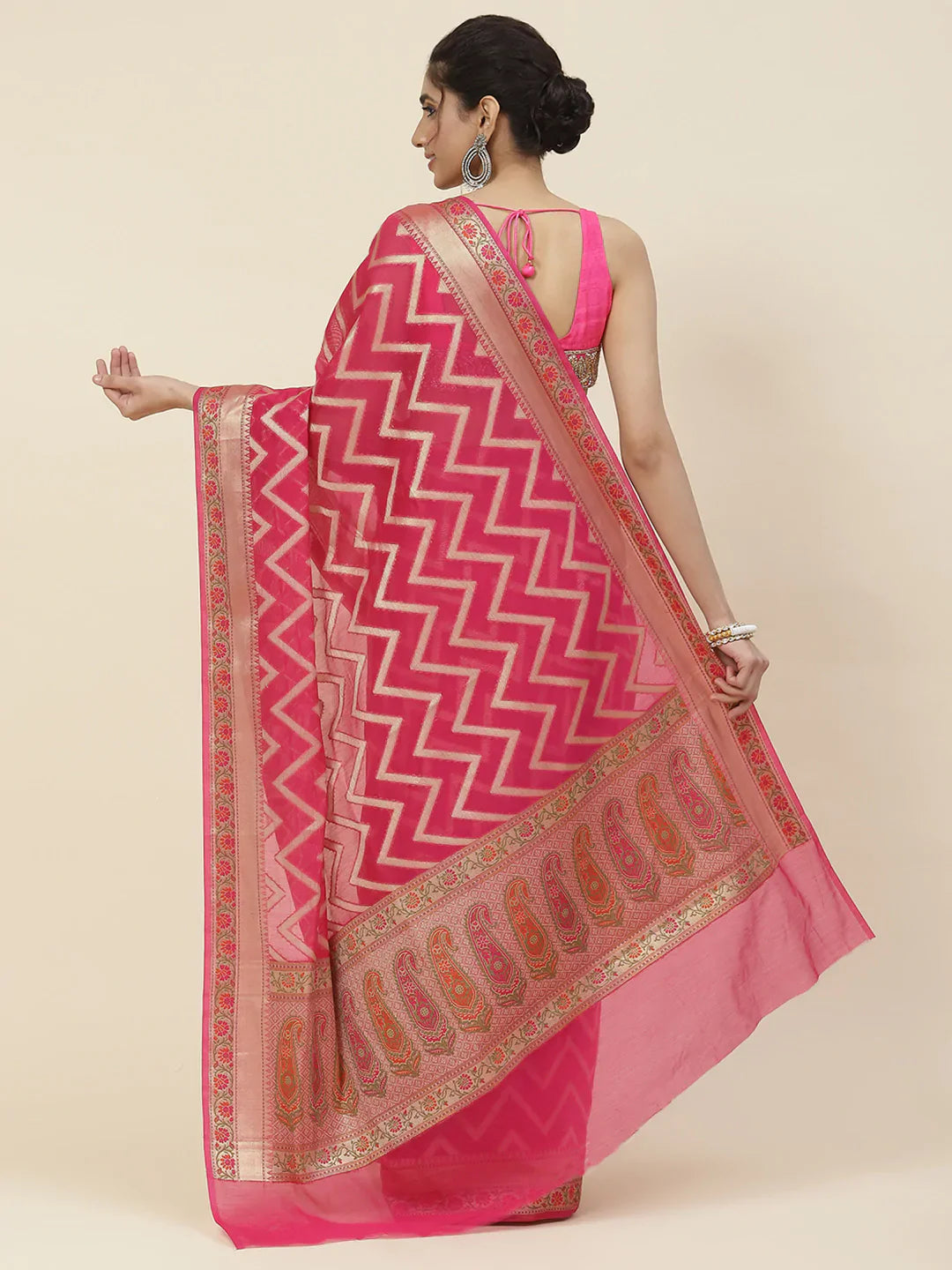 Zig Zag Cotton Woven Saree