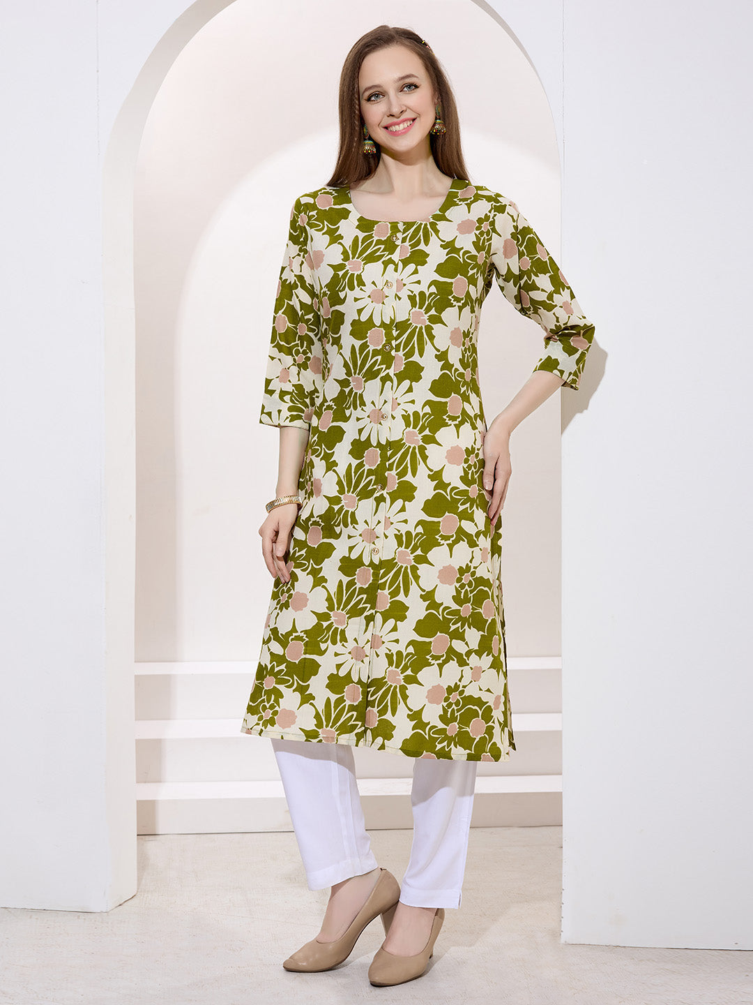 Floral Printed Cotton Kurta