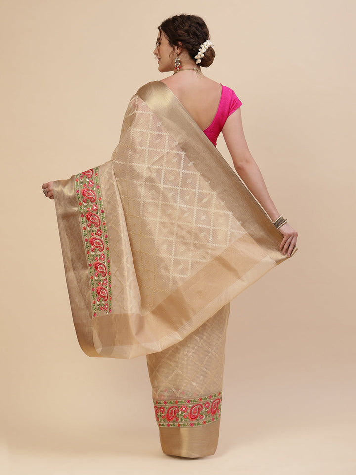 Resham Jaal Cotton Embroidered Saree