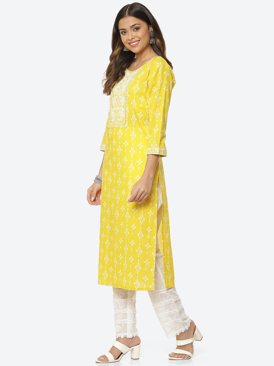 Sequin Work Printed Cotton Kurta