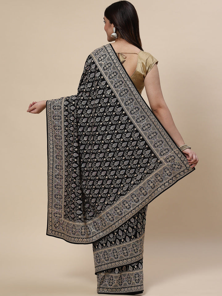 Sequin Embroidered Crepe Saree