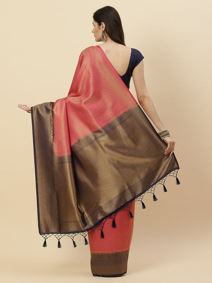 Brocade Zari Booti Art Handloom Woven Saree