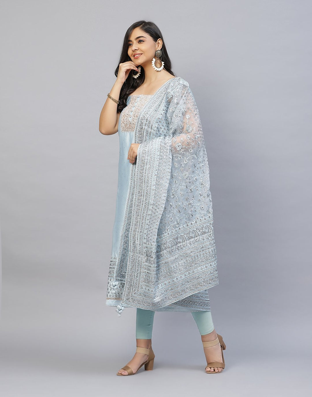 Embroidered Cotton Chanderi Suit Piece