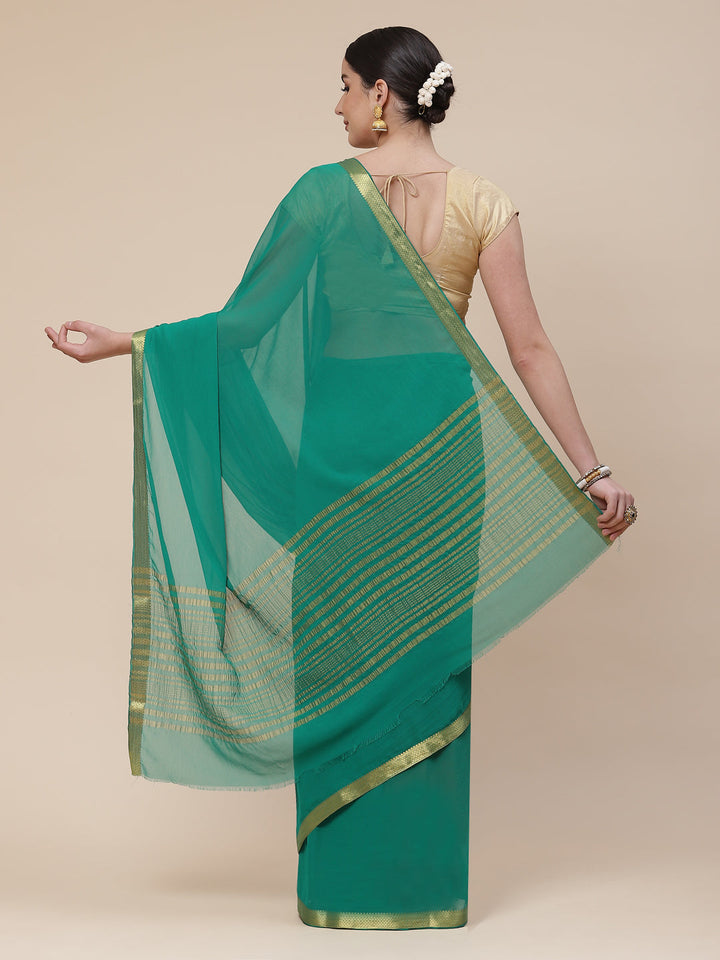 Piped Border Chiffon Plain Saree
