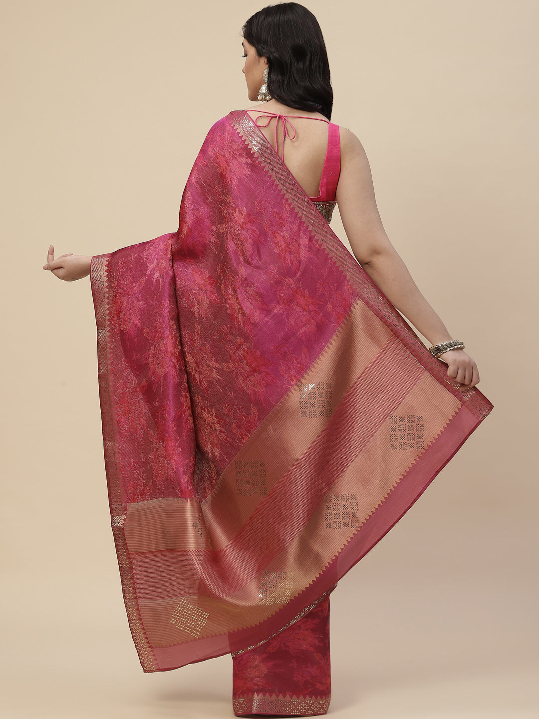 Sequin Embroidered Handloom Woven Saree