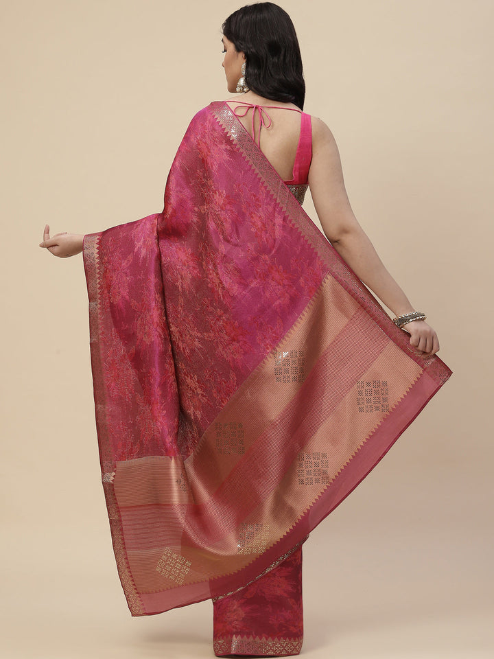 Sequin Embroidered Handloom Woven Saree