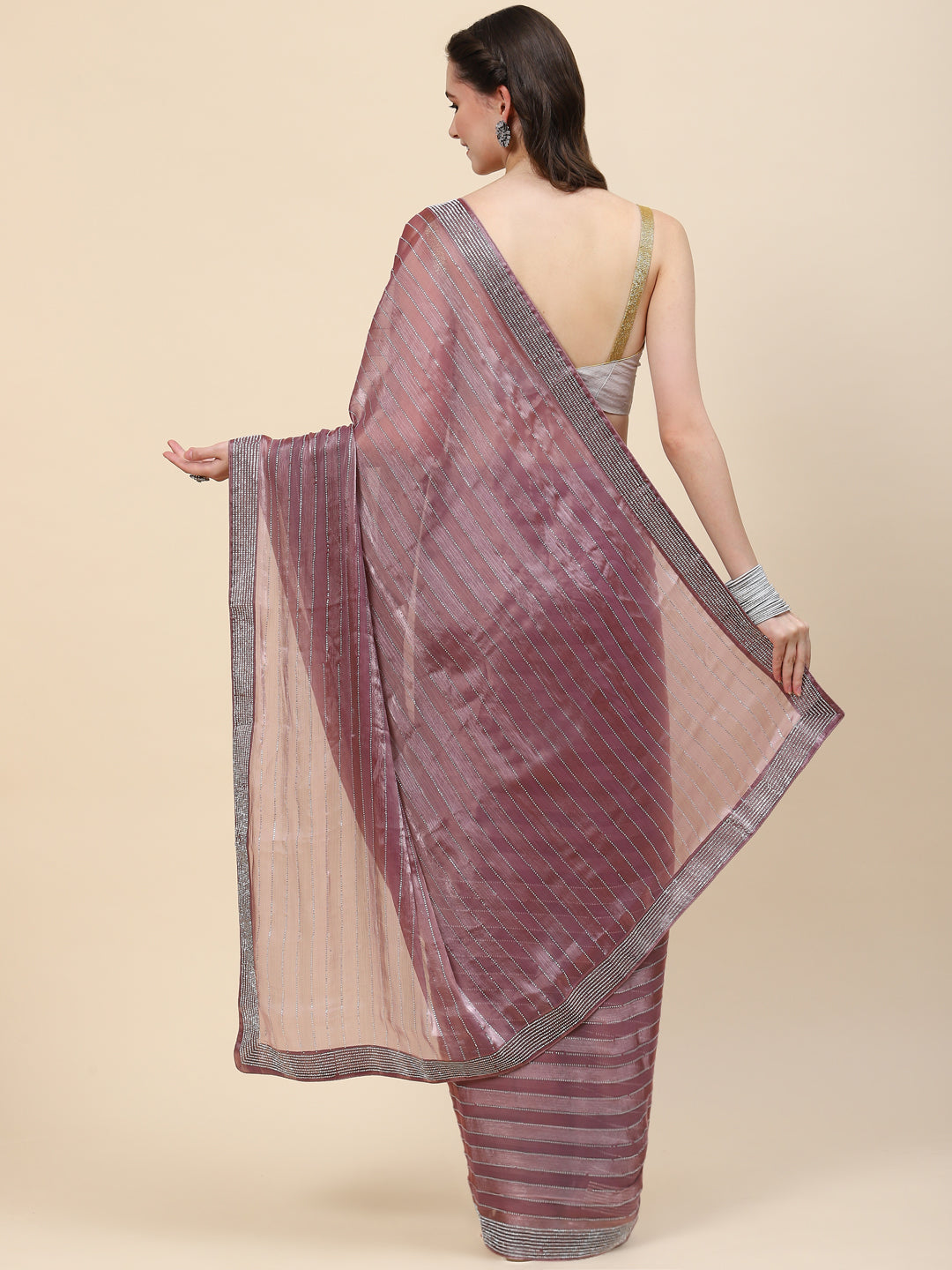 Stone  Embroidered Organza Saree