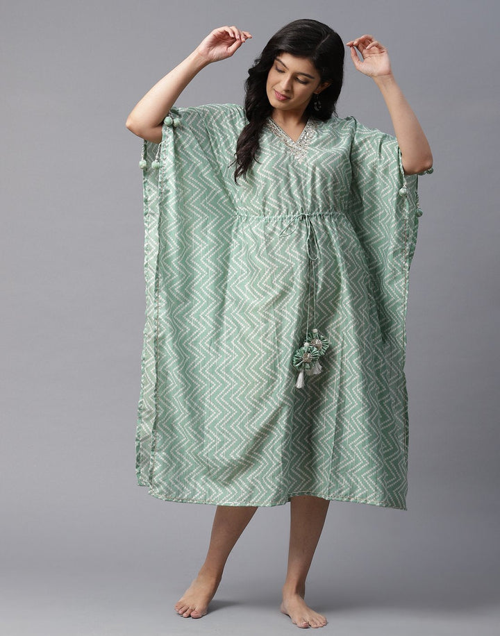 Bandhini Print Kaftan with Gota Work