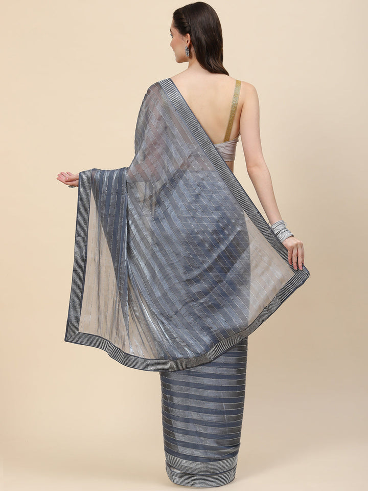 Stone  Embroidered Organza Saree