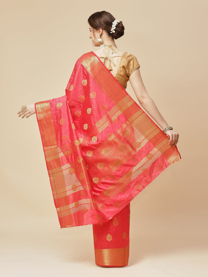 Zari Border Booti Art Handloom Woven Saree
