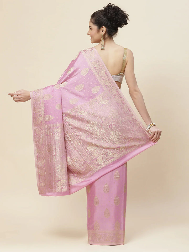 Zari Booti Crepe Plain Saree
