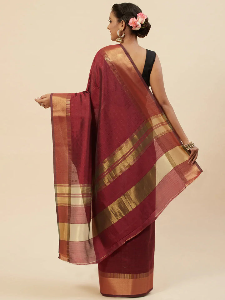 Plain Zari Border Handloom Woven Saree
