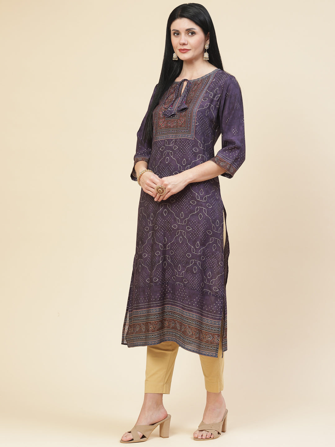 Bandhani Printed Crepe Kurta