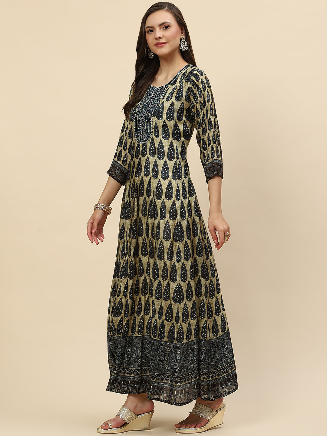Printed Muslin Flared Kurta
