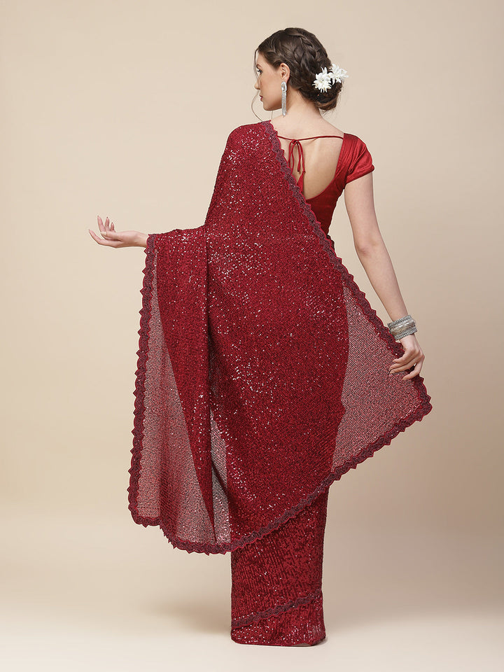 Embroidered Net Sequin Saree