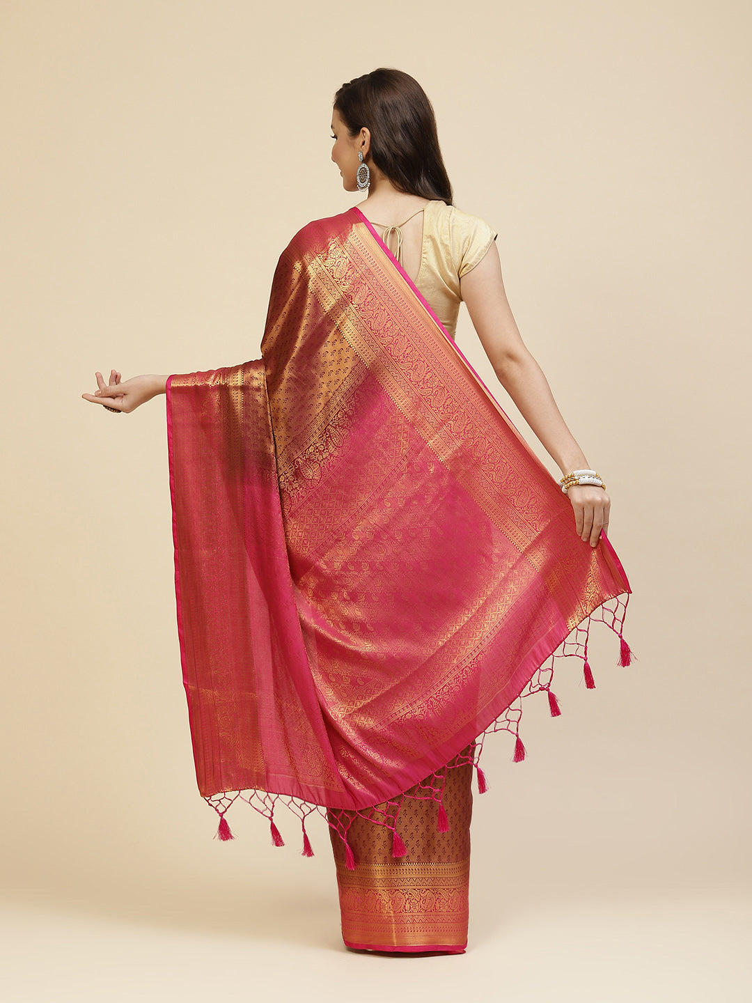 Brocade Zari Jaal Handloom Woven Saree