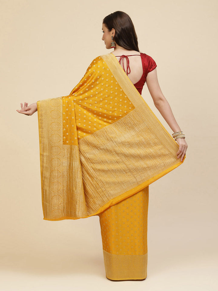 Zari Booti Crepe Plain Saree