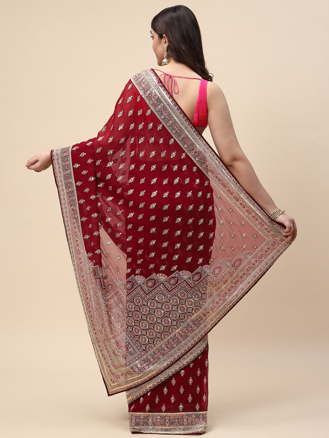 Resham Booti Embroidered Georgette Saree
