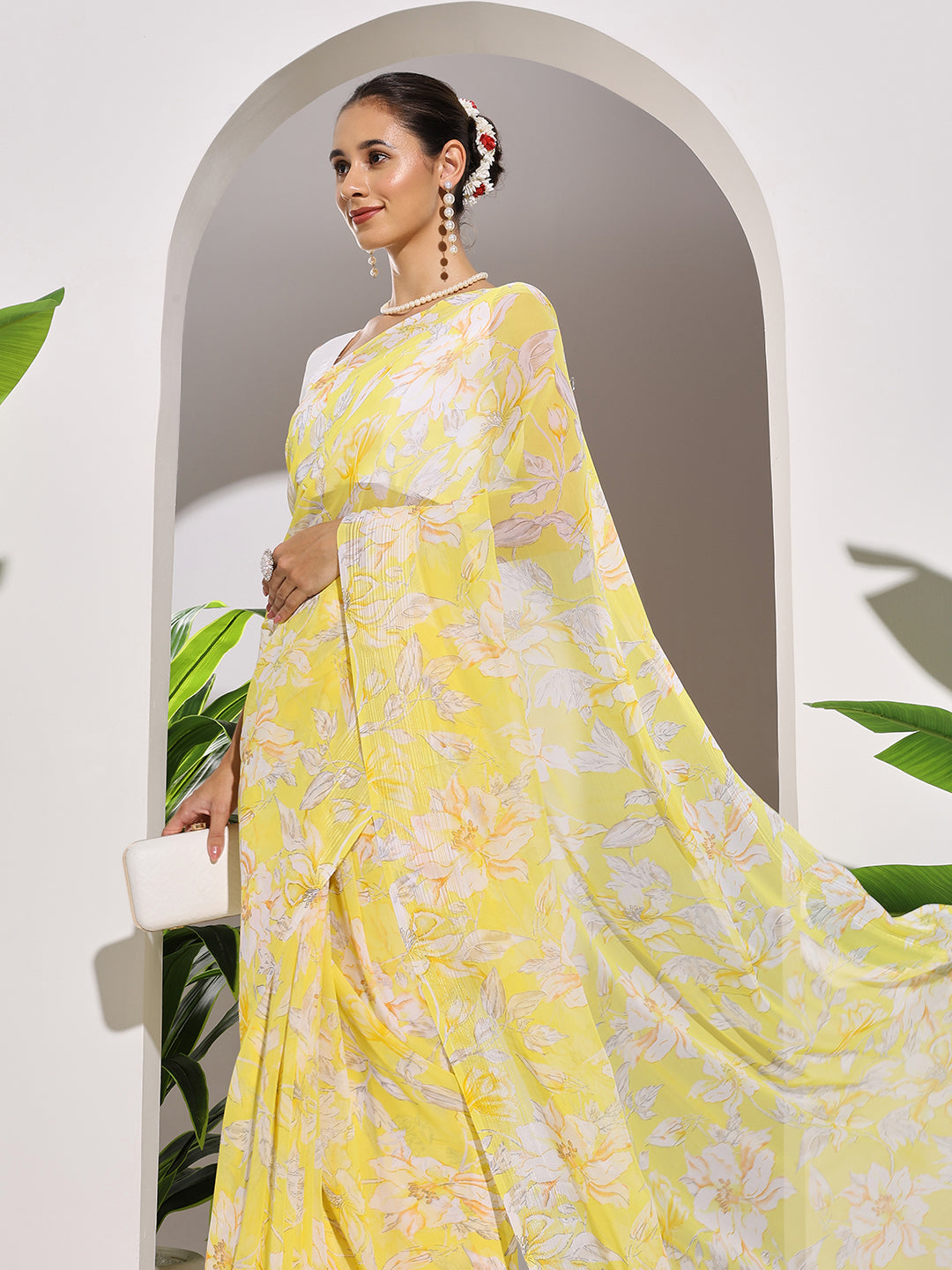 Floral Printed Georgette Saree