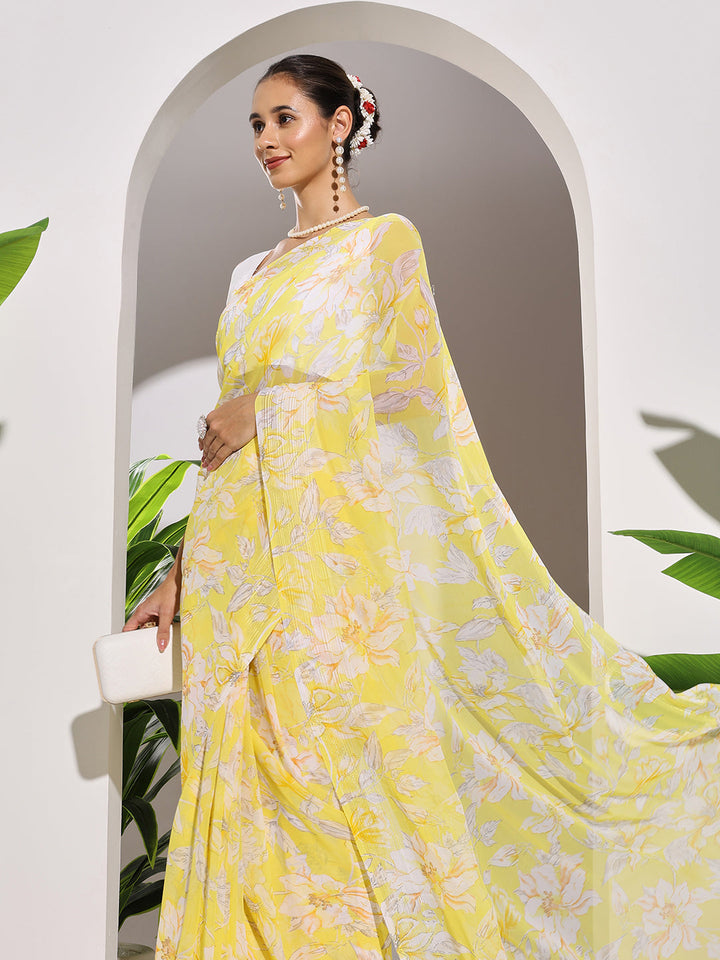 Floral Printed Georgette Saree