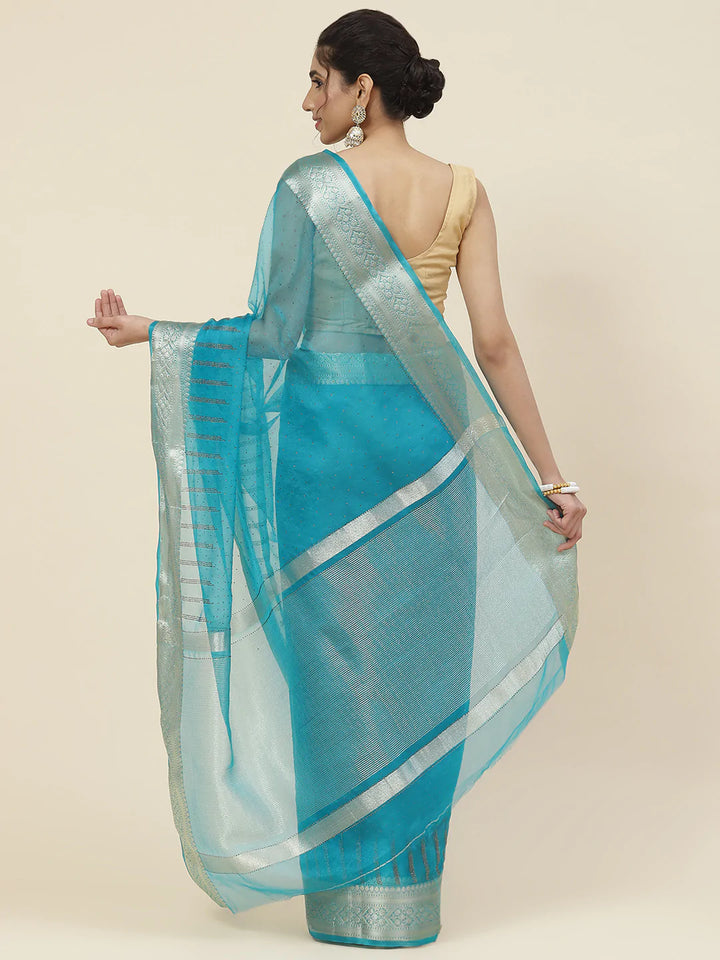 Stone Work Organza Plain Saree